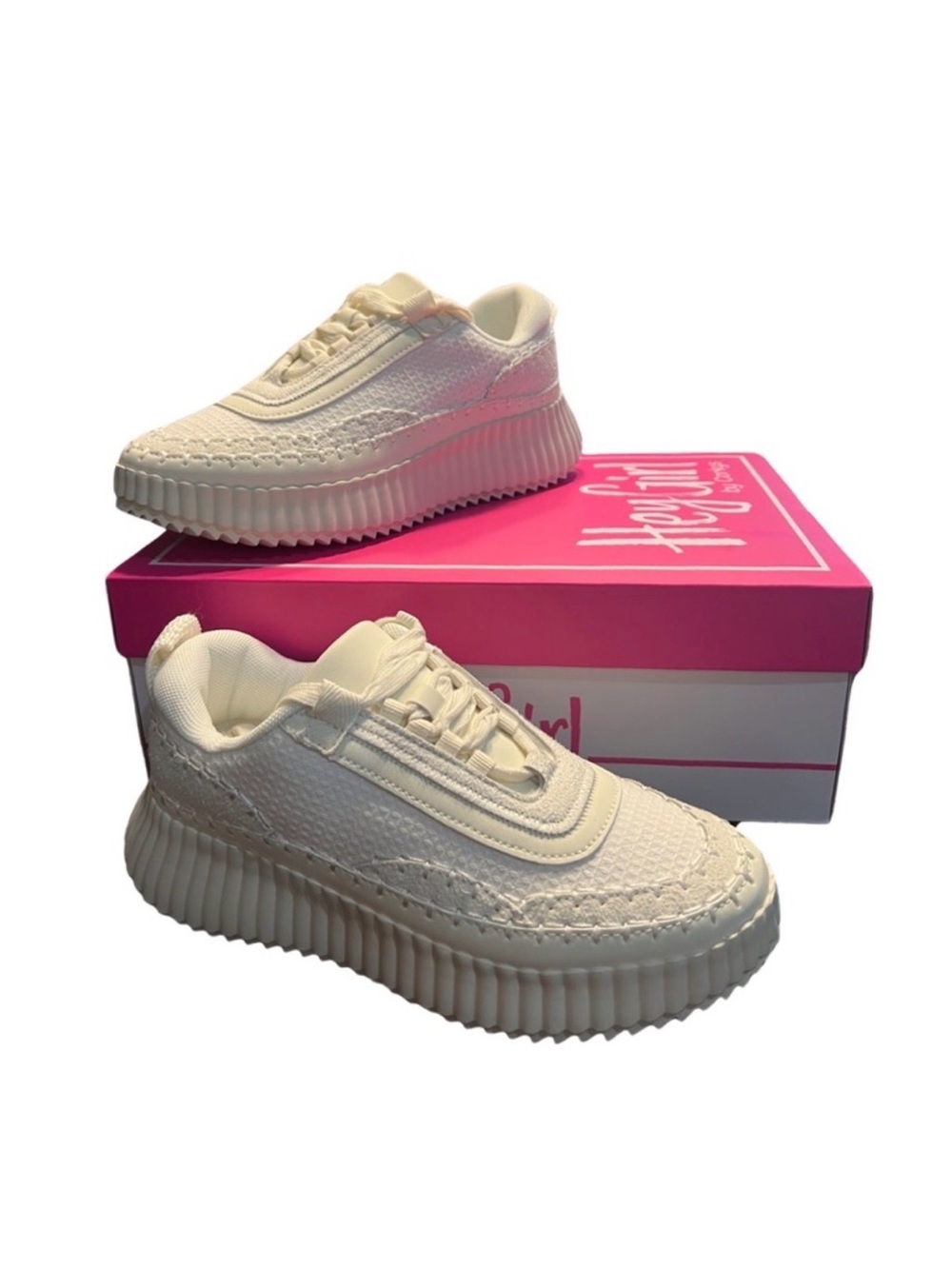 NEW Hey Girl by Corkys White Platform Knit Sneakers